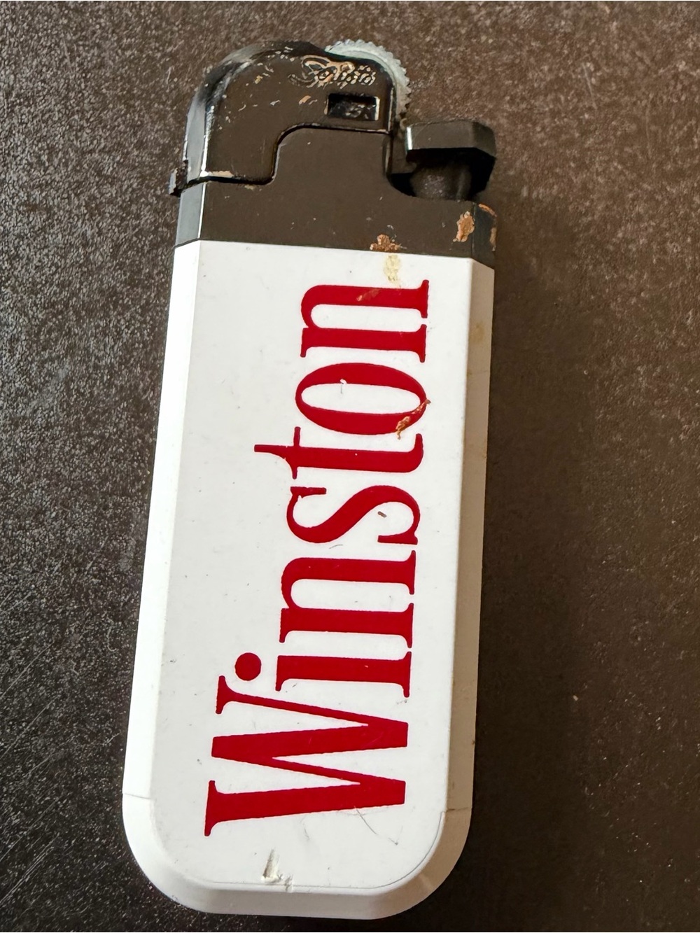 Vintage Winston White Lighter with Red Logo